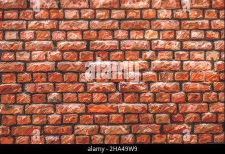 Red brickwork pastel oil watercolor vector eps Stock Vector