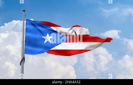 Puerto Rico flag - realistic waving fabric flag Stock Photo - Alamy