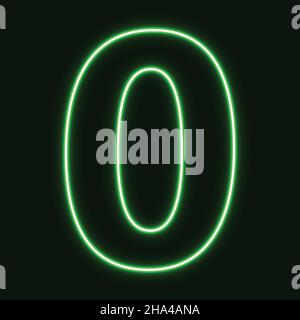 Neon number zero symbol neon sign vector. vector illustration. Stock Vector