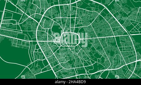 Green Medina City area vector background map, streets and water cartography illustration. Widescreen proportion, digital flat design streetmap. Stock Vector