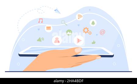 Tablet with media applications Stock Vector