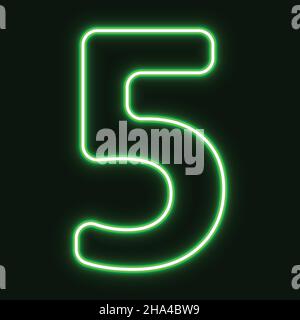Neon number Five symbol neon sign vector. vector illustration. Stock Vector