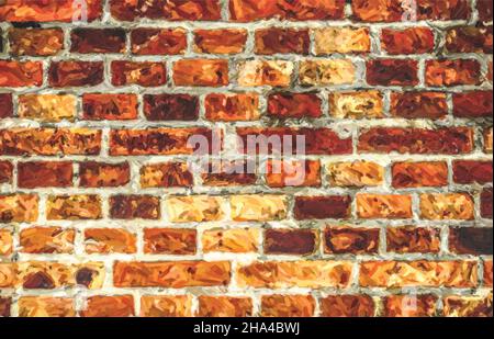Red brickwork pastel oil watercolor vector eps Stock Vector