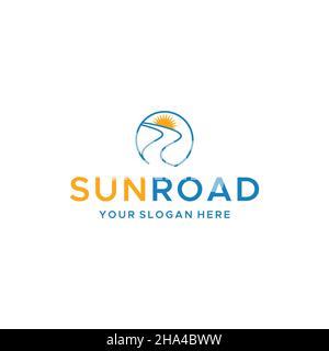 Modern flat colorful SUN ROAD logo design Stock Vector