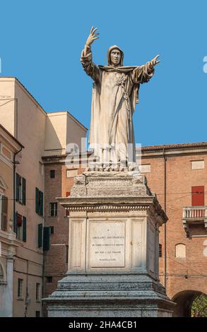 Savonarola memorial in Ferrara, Emilia-Romagna, Italy Stock Photo