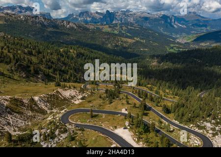 Aerial view of Passo Valparola in Italy Stock Photo