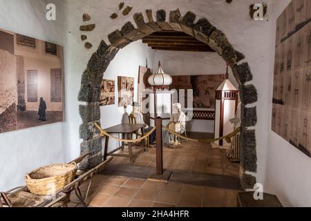exhibition room,museo agricola el patio,open-air museum,founded in 1845,tiagua,lanzarote,canary islands,spain,europe Stock Photo