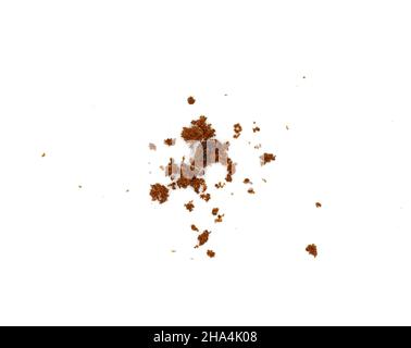Raw Cane Sugar isolated o white background. Pile of dark brown soft sugar, isolated . Natural dark muscovado. Stock Photo