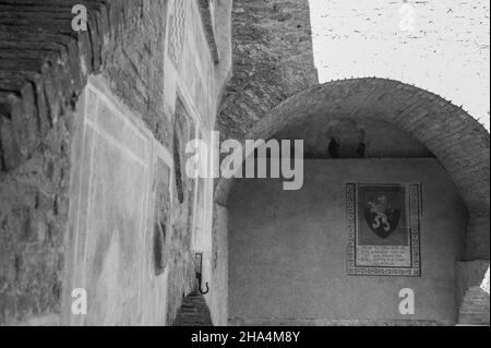 old street in san gimignano,tuscany,italy. san gimignano is typical tuscan medieval town in italy. Stock Photo