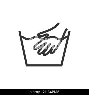 Hand washing line icon, laundering and wash hand sign vector. Clothes care sign isolated on white background Stock Vector