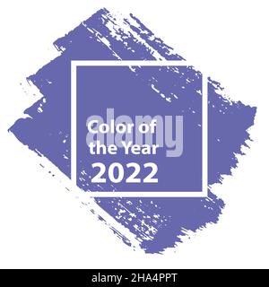 Color of the year 2022 violet purple. Brushstroke swatch of color in a frame. Vector illustration Stock Vector