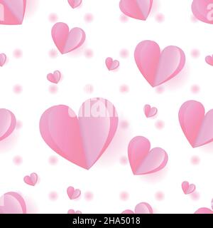 Seamless pattern of pink paper hearts. Perfect for stamping, printing, valentine's day backgrounds, love, lovers day or gift wrap Stock Vector