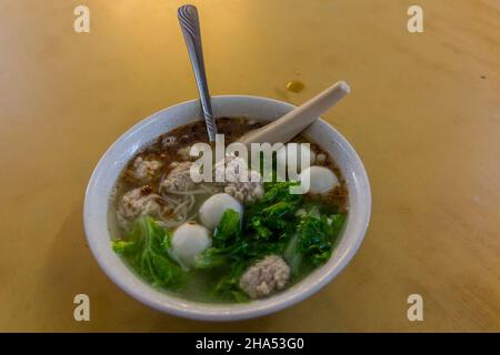 Fish Ball Noodle Soup Bihun or Bee Hoon in Malaysia Stock Photo