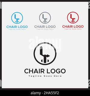 Blue And Black color chair Logo.Minimal logo design. Stock Vector