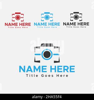 Blue And Black color Photography Logo. Camera Logo Design. Stock Vector