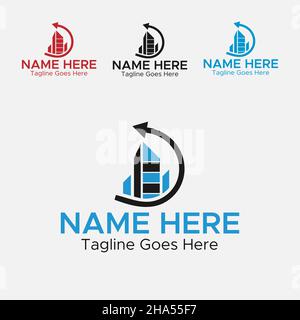Blue And Black color Economic Growth Logo. Real State Growth Logo. Stock Vector