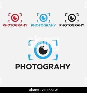 Blue And Black color Photography Logo. Camera Logo. Stock Vector