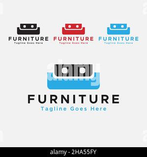 Blue And Black color furniture Logo.Minimal logo design. Stock Vector