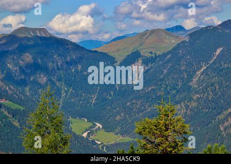 view from bärenkopf (1991m) towards gernalm,karwendel mountains behind it left the mantschen,right the schleimsjoch,achensee,tyrol,austria Stock Photo