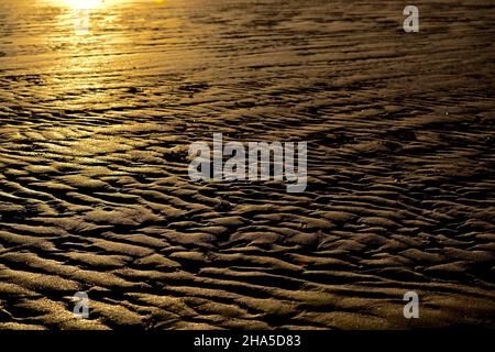 Stunning, naturally lit, colour image showing naturally formed sand patterns on the North Yorkshire coast. Taken at South Gare, Redcar, Teesside, UK Stock Photo