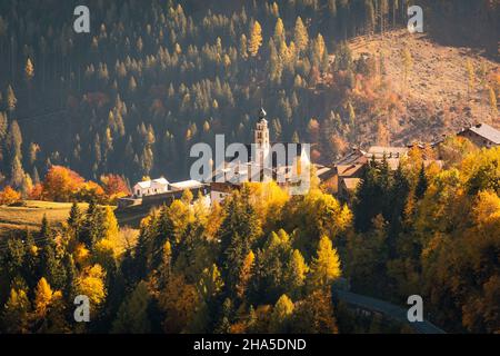 san tomaso church in autumn,san tomaso agordino,celat hamlet,dolomites,belluno province,veneto,italy Stock Photo