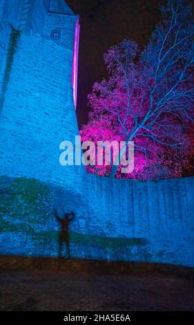 christmas market & marburg b (u) y night,hessen,germany Stock Photo