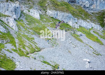 austria,kleinwalsertal,hiking trail,ascent to hohen ifen. Stock Photo