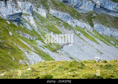 austria,kleinwalsertal,hiking trail,ascent to hohen ifen. Stock Photo
