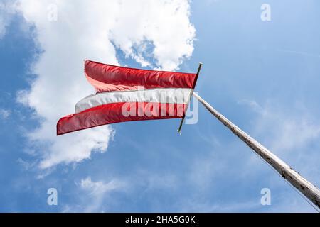 austria,national flag in the wind Stock Photo