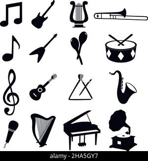 Icons of musical instruments, vector illustration Stock Vector