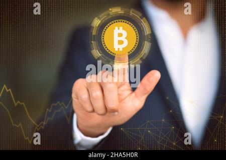 Bitcoin cryptocurrency. Bitcoin trading and investment concept Stock Photo