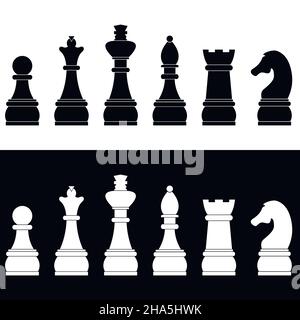 Set of chess icons, vector illustration Stock Vector