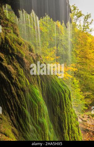 bad urach waterfall in autumn,swabian alb,baden-wuerttemberg,germany Stock Photo