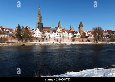 view over the danube to the minster,ulm,baden-wuerttemberg,germany Stock Photo