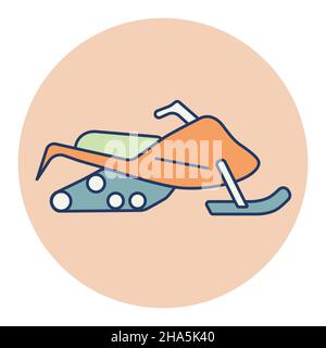 Snowmobile vector icon. Graph symbol for travel and tourism web site and apps design, logo, app, UI Stock Vector