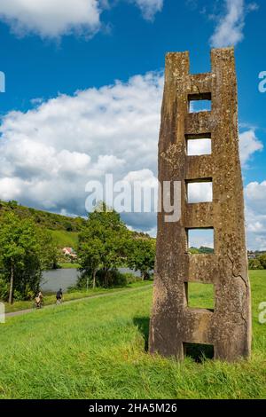 sculpture himmelsleiter on the moselle cycle path near palzem-wehr,moselle valley,rhineland-palatinate,germany Stock Photo