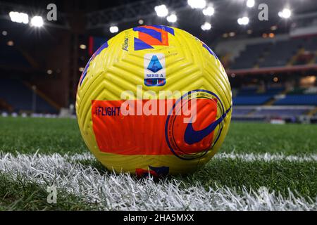 Genoa, Italy, 10th December 2021. A Nike Flight Fluo Official Serie A matchball during the Serie A match at Luigi Ferraris, Genoa. Picture credit should read: Jonathan Moscrop / Sportimage Credit: Sportimage/Alamy Live News Stock Photo