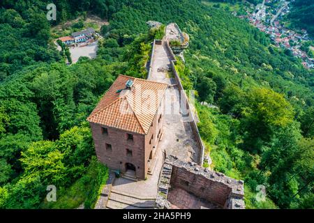trifels castle near annweiler (palatinate),hilltop castle made of red sandstone from the high middle ages (staufer period),repository for the imperial insignia,prison of richard the lionheart Stock Photo