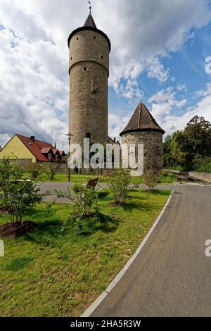 cent tower in the historic old town of ochsenfurt am main,würzburg district,lower franconia,franconia,bavaria,germany Stock Photo