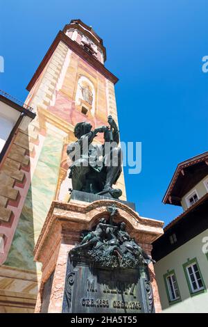 mittenwald,church st. peter und paul,old town,matthias klotz monument,upper bavaria,bavaria,germany Stock Photo