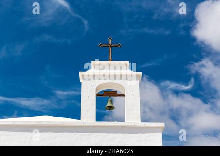 bell tower,ermita nuestra señora del carmen church,arrieta,lanzarote,canaries,canary islands,spain,europe Stock Photo