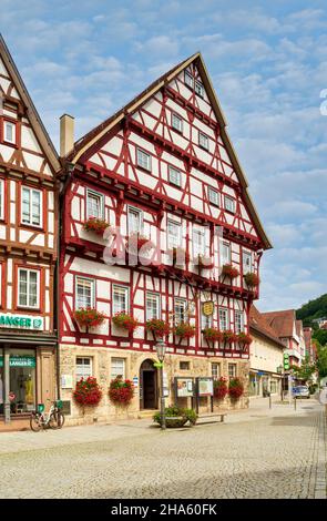 the old oberamt on the market square,bad urach,baden-wuerttemberg,germany Stock Photo