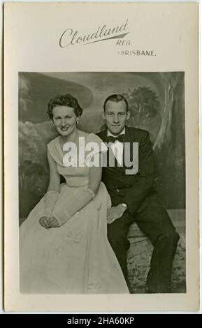 Photograph of a couple at Cloudland Ballroom in Brisbane, Australia, circa 1950. McKechnie family collection. Stock Photo