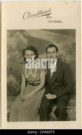 Photograph of a couple at Cloudland Ballroom in Brisbane, Australia, circa 1950. McKechnie family collection. Stock Photo