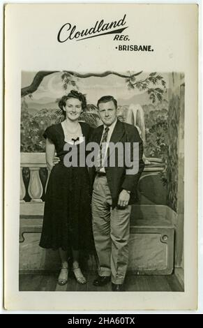 Photograph of a couple at Cloudland Ballroom in Brisbane, Australia, circa 1950. McKechnie family collection. Stock Photo