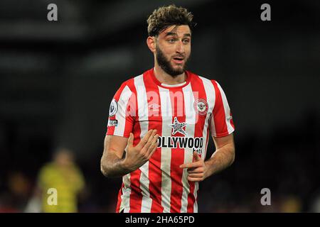 London, UK. 10th Dec, 2021. Charlie Goode of Brentford looks on. Premier league match, Brentford v Watford at the Brentford Community Stadium in Brentford, London on Friday 10th December 2021. this image may only be used for Editorial purposes. Editorial use only, license required for commercial use. No use in betting, games or a single club/league/player publications. pic by Steffan Bowen/Andrew Orchard sports photography/Alamy Live news Credit: Andrew Orchard sports photography/Alamy Live News Stock Photo