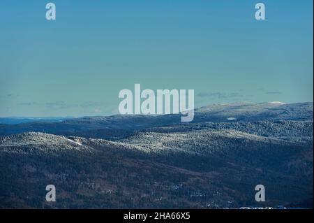 view in winter from mount lusen,bavarian forest,bavaria,germany Stock Photo