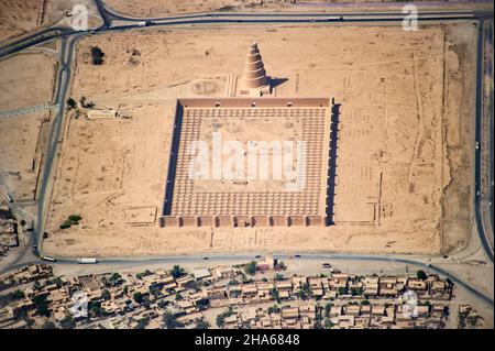 The Malwiya Minaret of the Great Mosque of Samarra. Stock Photo