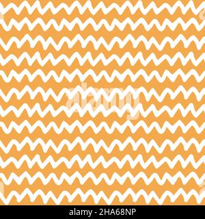 Zigzag abstract seamless pattern in yellow and white colors. Vector geometric illustration, can be used as border. Stock Vector