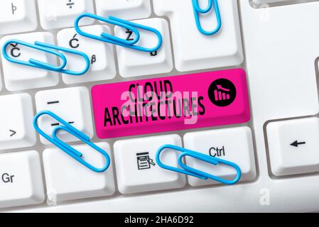 Sign displaying Cloud Architectures. Concept meaning Various Engineered Databases Softwares Applications Practicing Speed Typing Accuracy, Testing Stock Photo